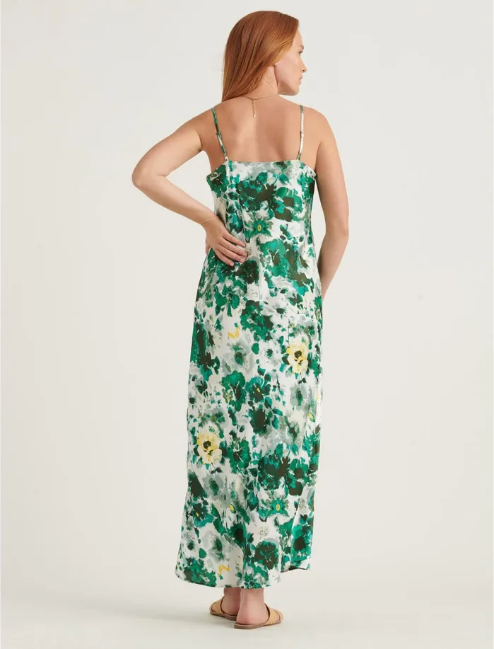 Dresses Women Lucky Brand Natalie Slip Maxi Dress Green Multi