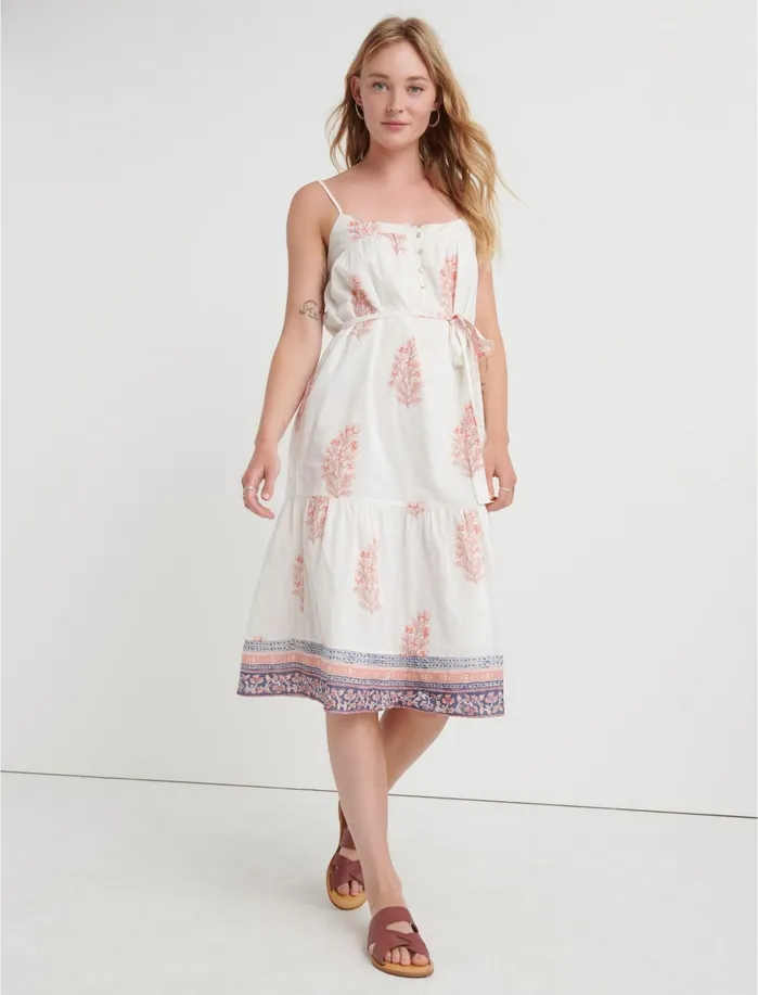 Dresses Women Lucky Brand Nikki Woodblock Dress Pink Multi