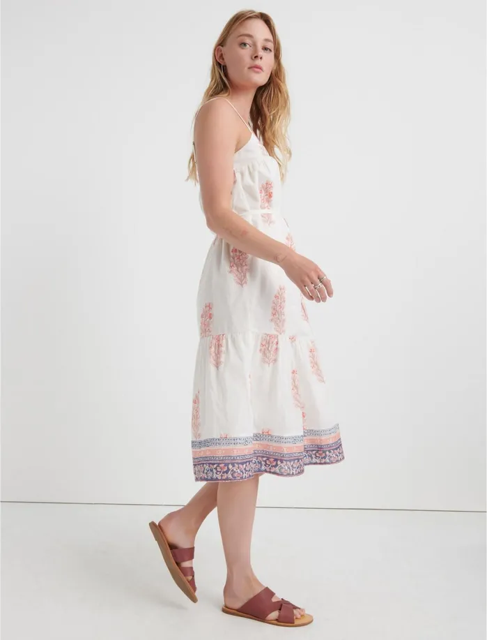 Dresses Women Lucky Brand Nikki Woodblock Dress Pink Multi