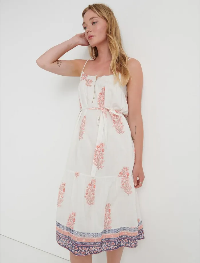 Dresses Women Lucky Brand Nikki Woodblock Dress Pink Multi