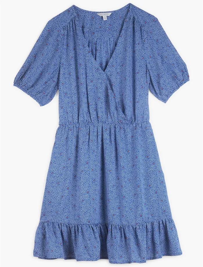 Dresses Women Lucky Brand Polka Dot Mila Wrap Dress Navy Multi