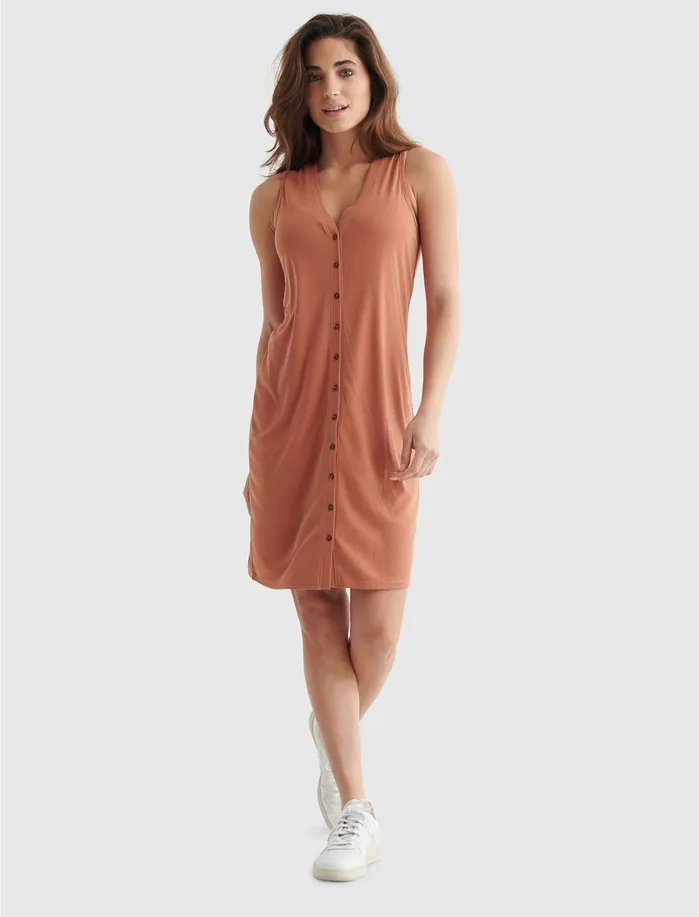 Dresses Women Lucky Brand Sandwash Rib Tank Dress Amber Brown