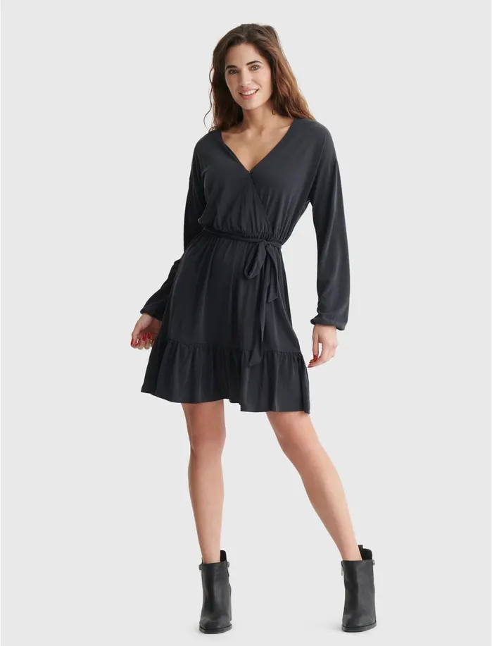 Dresses Women Lucky Brand Sandwash Surplice Dress Lucky Black