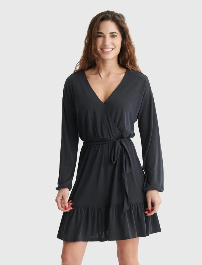 Dresses Women Lucky Brand Sandwash Surplice Dress Lucky Black