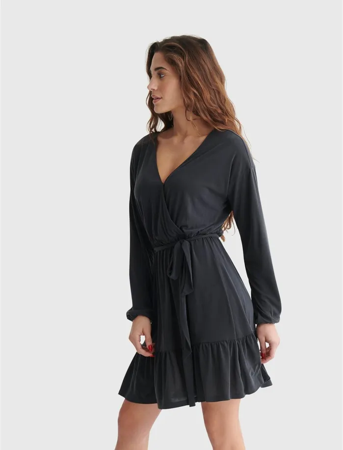 Dresses Women Lucky Brand Sandwash Surplice Dress Lucky Black