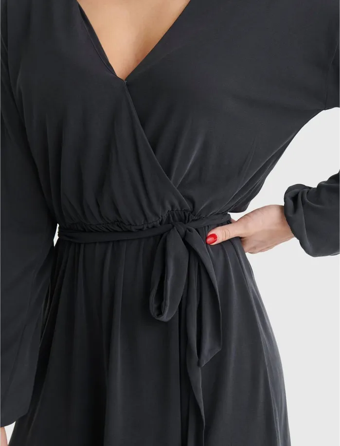 Dresses Women Lucky Brand Sandwash Surplice Dress Lucky Black