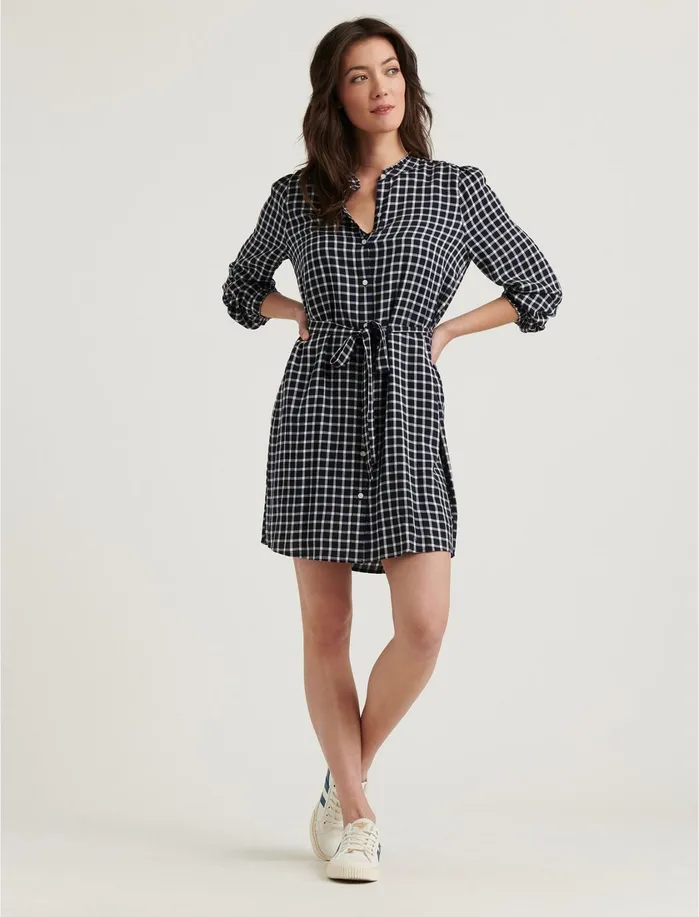 Dresses Women Lucky Brand Violet Shirt Dress Navy Multi