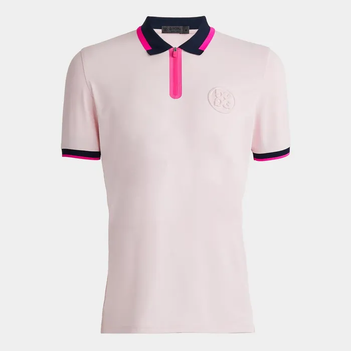 Embossed Logo Banded Sleeve Quarter Zip Tech Piqu Polo Cameo Men GFORE Tops
