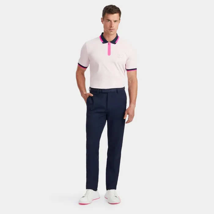 Embossed Logo Banded Sleeve Quarter Zip Tech Piqu Polo Cameo Men GFORE Tops