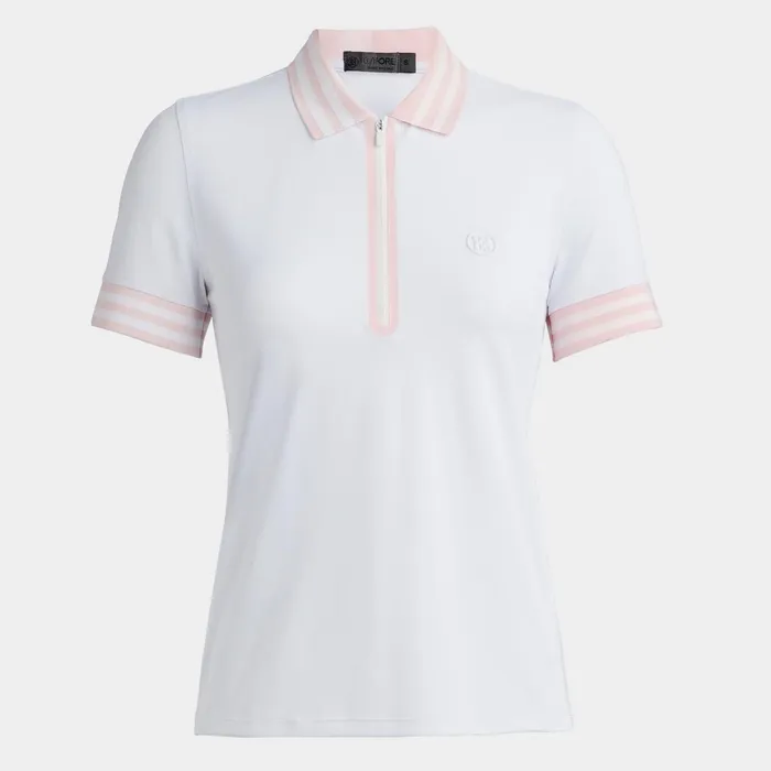 Embossed Logo Contrast Quarter Zip Tech Piqu Polo Snow Women GFORE Polos