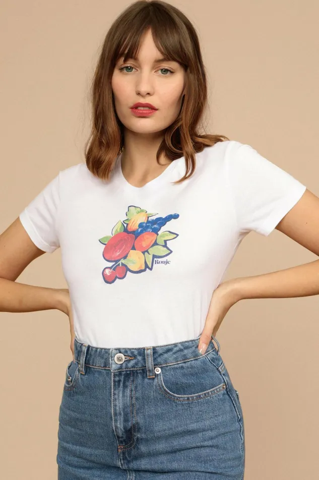 ERNEST Tshirt Blanc Fruit Women Rouje Tshirts and Tank Tops