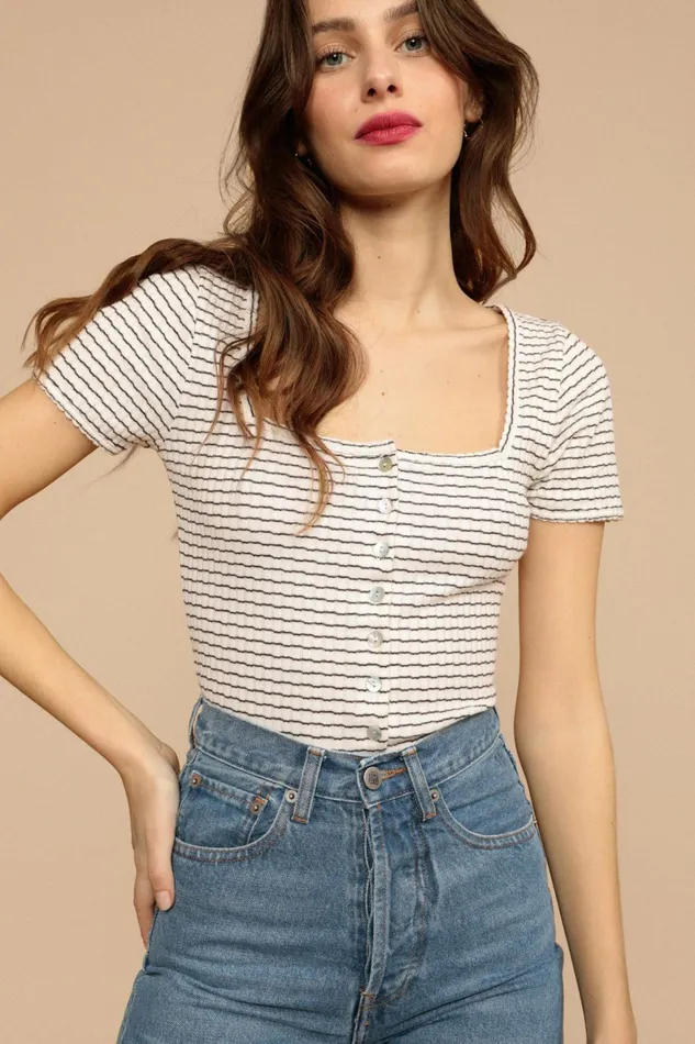 EUGENIE Tshirt Creme Raye Women Rouje Tshirts and Tank Tops