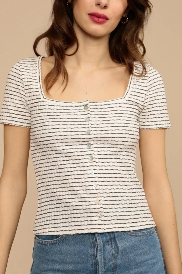 EUGENIE Tshirt Creme Raye Women Rouje Tshirts and Tank Tops