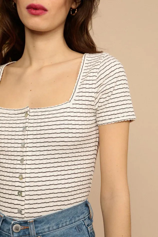 EUGENIE Tshirt Creme Raye Women Rouje Tshirts and Tank Tops