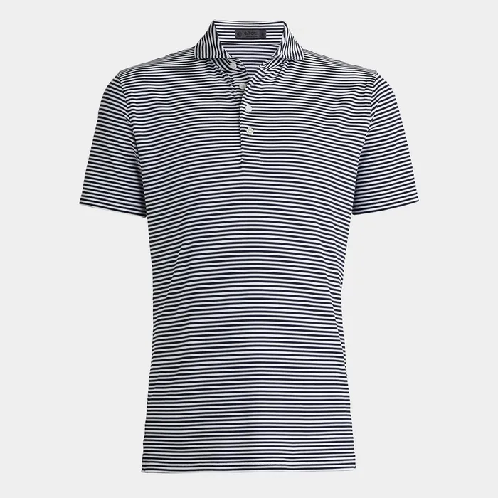 Feeder Stripe Tech Piqu Modern Spread Collar Polo Twilight Men GFORE Tops
