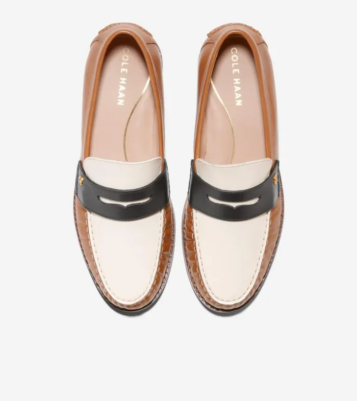 Flats and SlipOns Women Cole Haan Lux Pinch Penny Loafer Pecanivoryblack Flats and SlipOns Women Cole Haan Lux Pinch Penny Loafer Pecanivoryblack