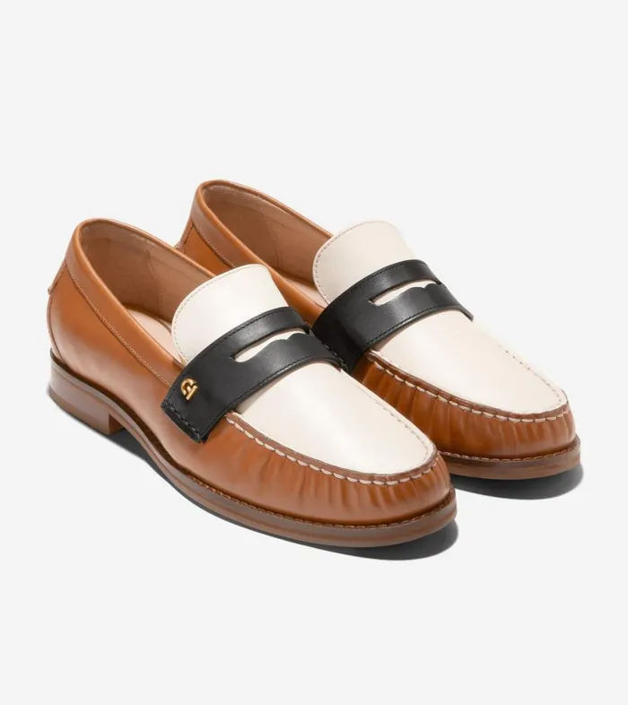 Flats and SlipOns Women Cole Haan Lux Pinch Penny Loafer Pecanivoryblack Flats and SlipOns Women Cole Haan Lux Pinch Penny Loafer Pecanivoryblack