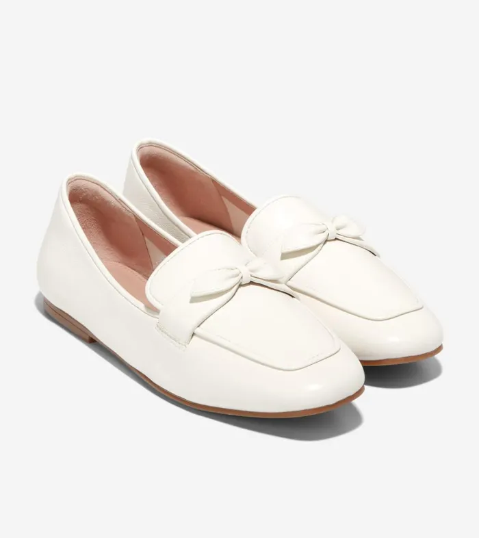 Flats and SlipOns Women Cole Haan York Bow Loafer Egret Leather Flats and SlipOns Women Cole Haan York Bow Loafer Egret Leather