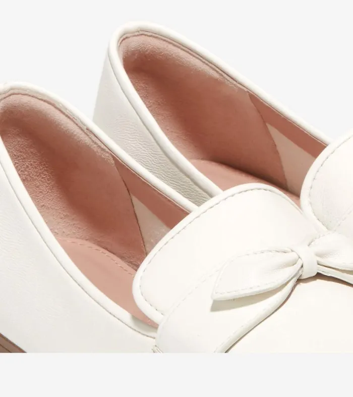 Flats and SlipOns Women Cole Haan York Bow Loafer Egret Leather Flats and SlipOns Women Cole Haan York Bow Loafer Egret Leather