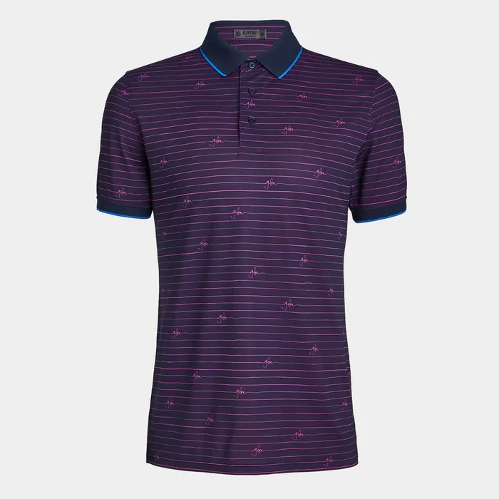 GFore Script Stripe Banded Sleeve Tech Piqu Polo Twilight Men GFORE Tops