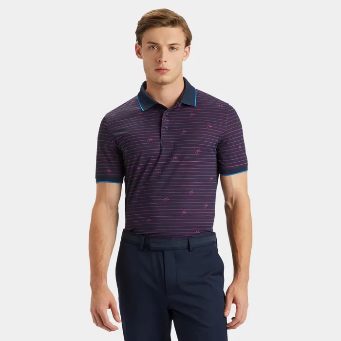 GFore Script Stripe Banded Sleeve Tech Piqu Polo Twilight Men GFORE Tops