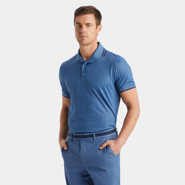 G Link Banded Sleeve Tech Jersey Polo Slate Men GFORE Tops