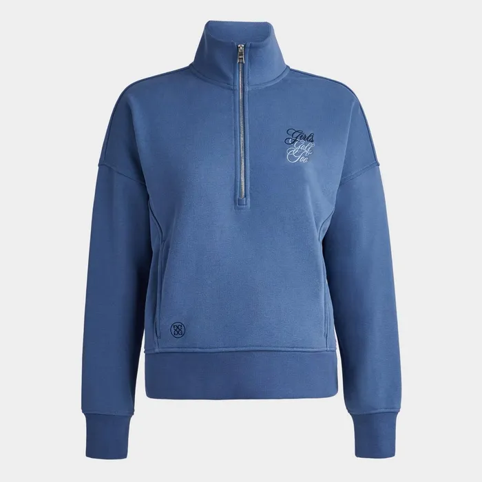 Girls Golf Too French Terry Quarter Zip Boxy Pullover Slate Women GFORE Tops