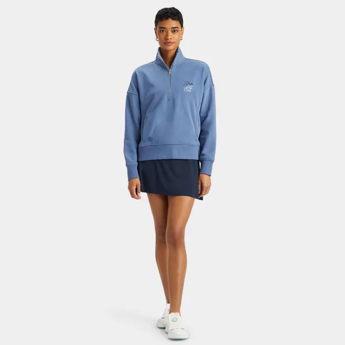 Girls Golf Too French Terry Quarter Zip Boxy Pullover Slate Women GFORE Tops