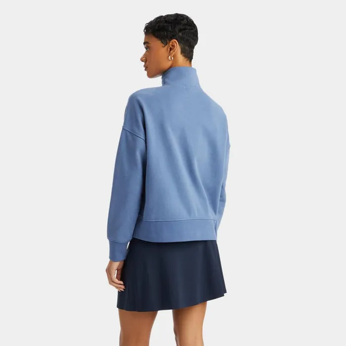 Girls Golf Too French Terry Quarter Zip Boxy Pullover Slate Women GFORE Tops
