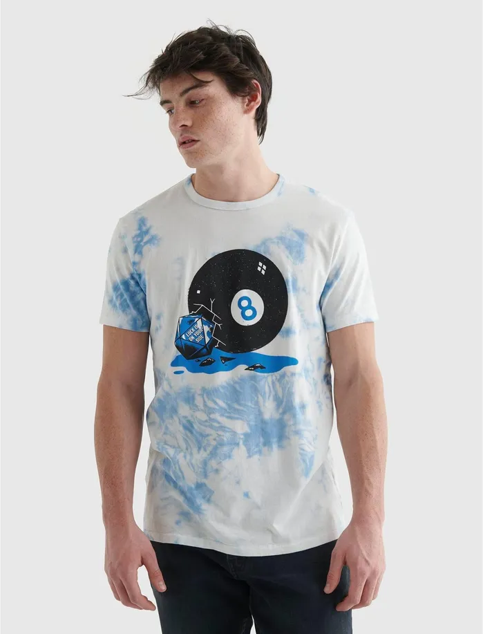 Graphic Tees Men Lucky Brand 8 Ball Tie Dye Tee Blue Tie Dye
