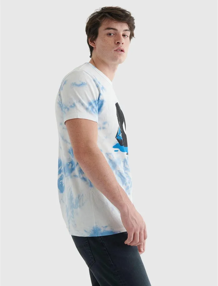 Graphic Tees Men Lucky Brand 8 Ball Tie Dye Tee Blue Tie Dye