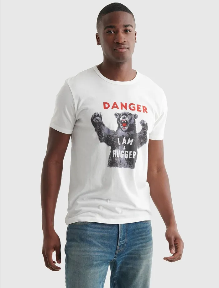 Graphic Tees Men Lucky Brand Bear Hugger Tee Marshmallow