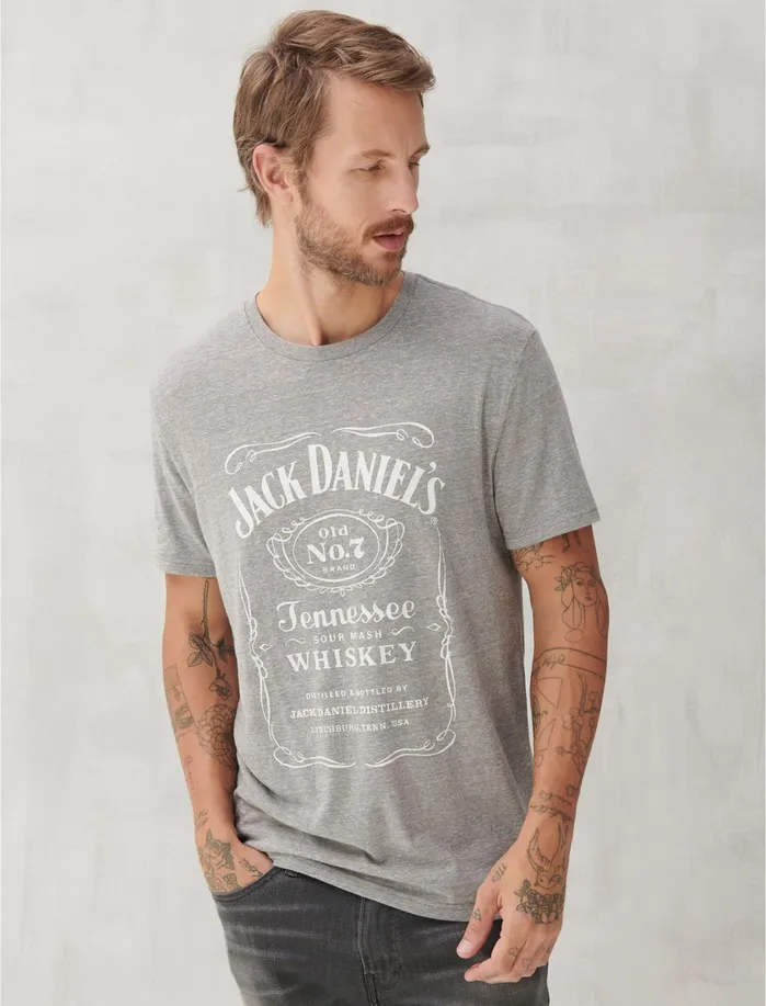 Graphic Tees Men Lucky Brand Black Jack Daniels Tee Grey