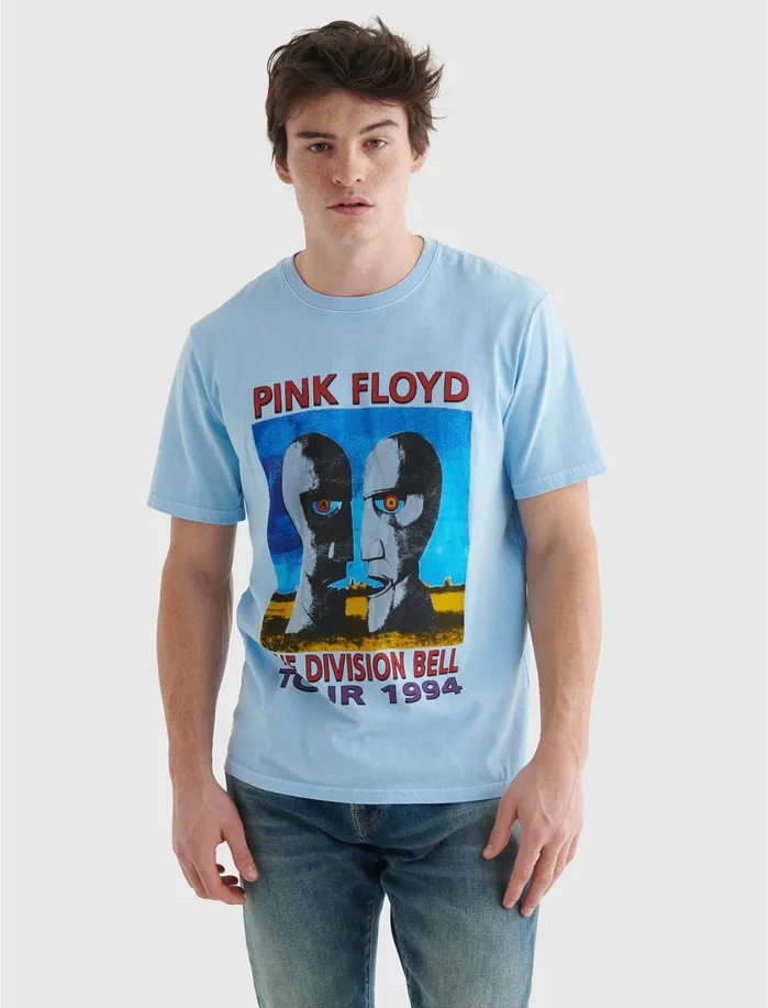 Graphic Tees Men Lucky Brand Divison Bell Pink Floyd Tee Blue Bell