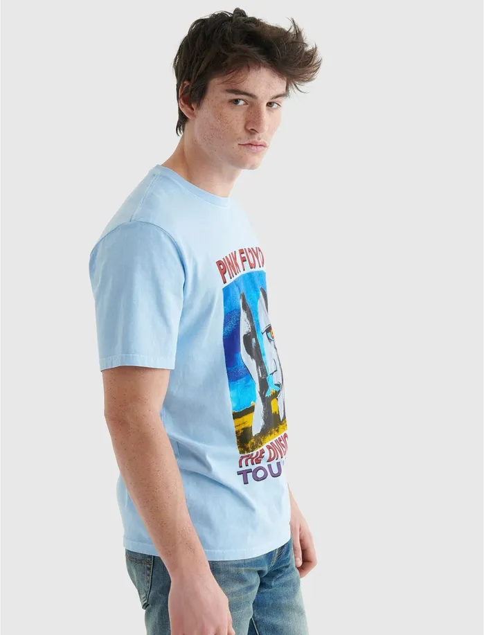 Graphic Tees Men Lucky Brand Divison Bell Pink Floyd Tee Blue Bell