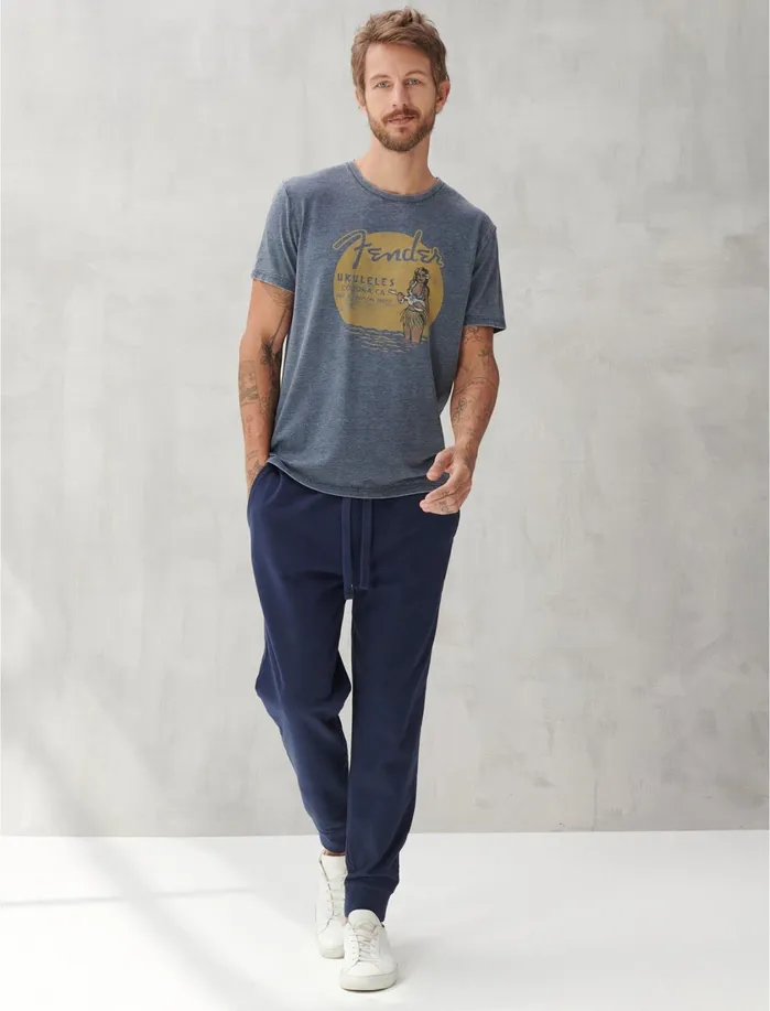 Graphic Tees Men Lucky Brand Fender Ukuleles American Navy