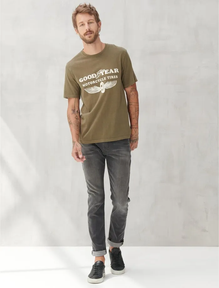 Graphic Tees Men Lucky Brand GOODYEAR WINGED WHEEL TEE Dusky Green