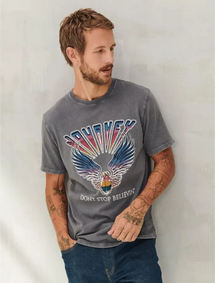 Graphic Tees Men Lucky Brand Journey Crest Tee Gargoyle