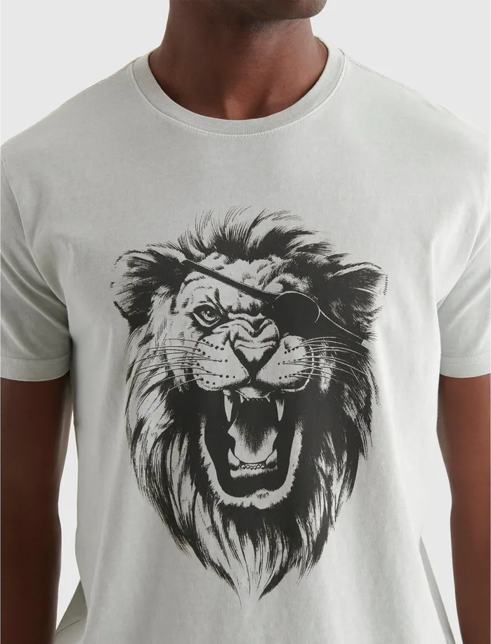 Graphic Tees Men Lucky Brand Lion Patch Grey Graphic Tees Men Lucky Brand Lion Patch Grey
