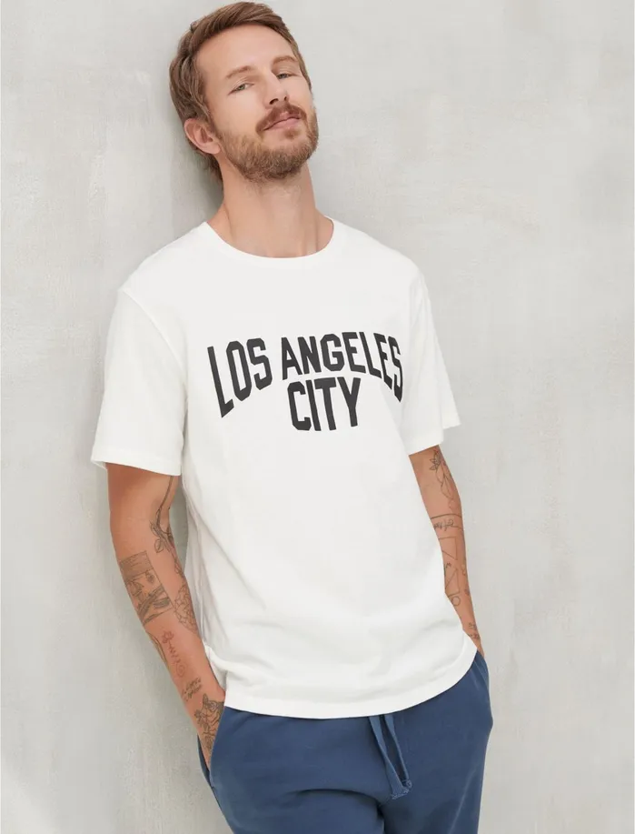 Graphic Tees Men Lucky Brand Los Angeles City Bright White