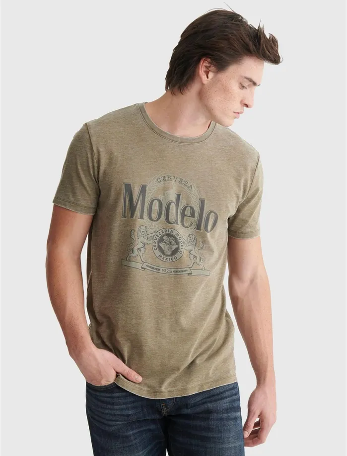 Graphic Tees Men Lucky Brand Modelo Crest Tee Dark Olive