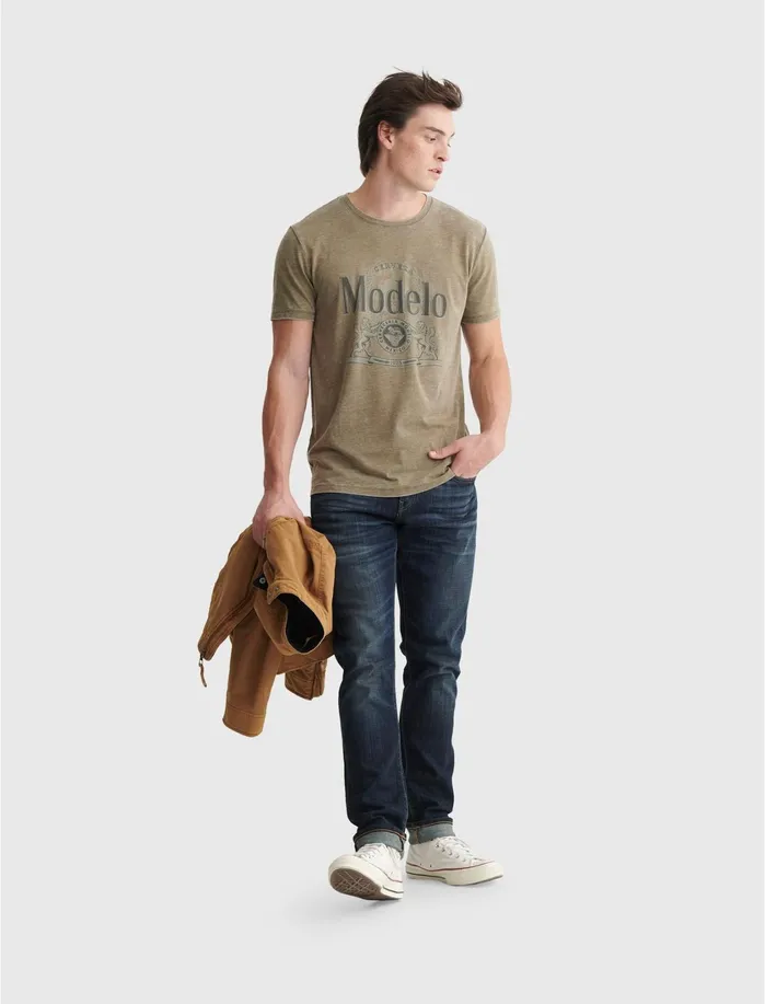 Graphic Tees Men Lucky Brand Modelo Crest Tee Dark Olive