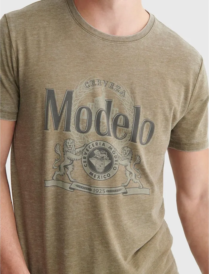 Graphic Tees Men Lucky Brand Modelo Crest Tee Dark Olive