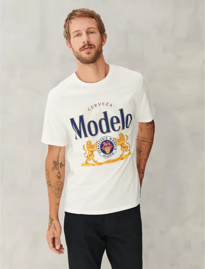 Graphic Tees Men Lucky Brand Modelo Label Bright White