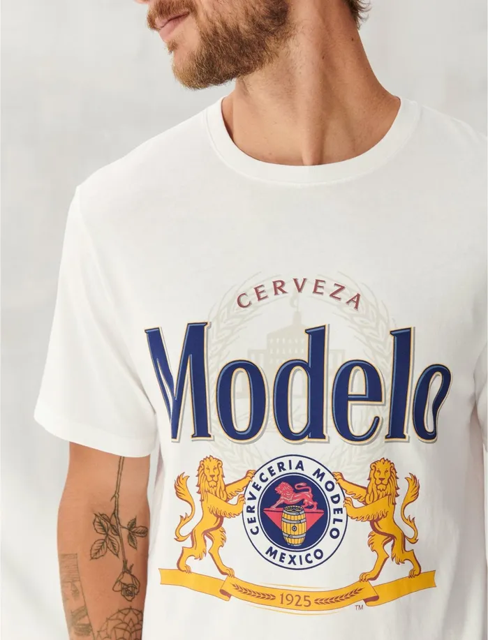 Graphic Tees Men Lucky Brand Modelo Label Bright White