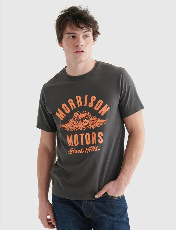 Graphic Tees Men Lucky Brand Morrison Motors Tee Raven