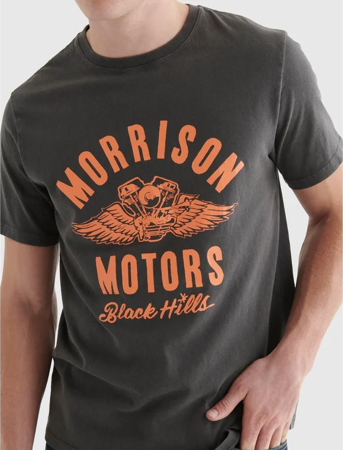 Graphic Tees Men Lucky Brand Morrison Motors Tee Raven