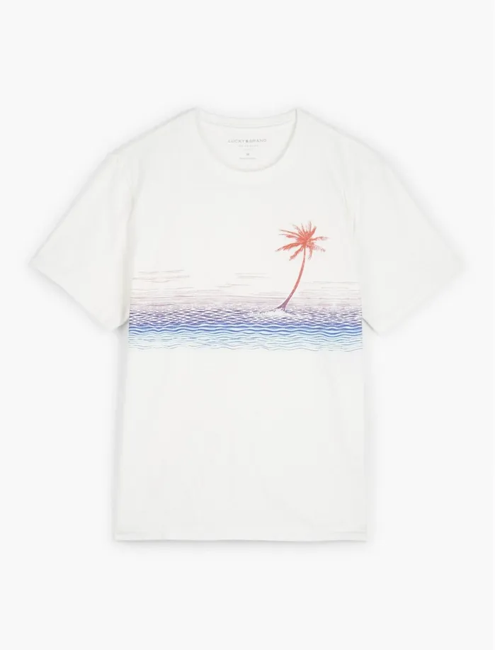 Graphic Tees Men Lucky Brand Palm Island Tee Bright White