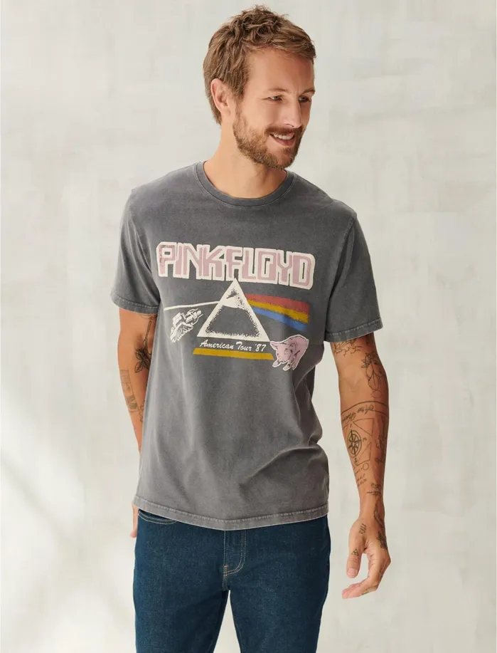 Graphic Tees Men Lucky Brand Pink Floyd Triangle Tee Gargoyle