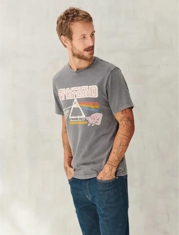 Graphic Tees Men Lucky Brand Pink Floyd Triangle Tee Gargoyle